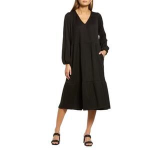 Lost + Wander Night after Night Long Sleeve Rib Dress Black Medium NWOT $88 MSRP